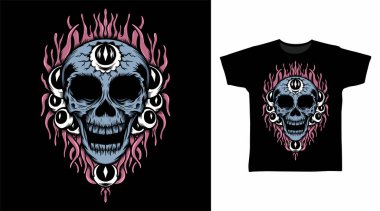 Skeleton with eyes monster tshirt design concepts
