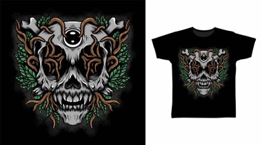 Skeleton roots leaves tshirt design concepts