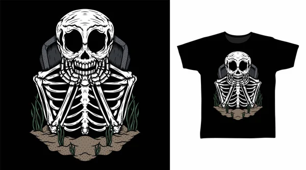 Skeleton Sad Tshirt Design Concepts — Vector de stock