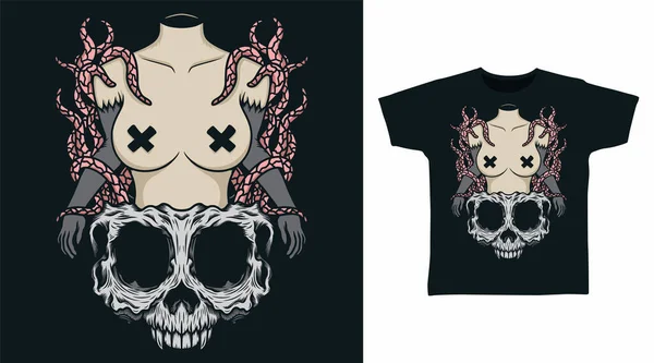 Skeleton Body Monster Tshirt Design Concepts — Vettoriale Stock