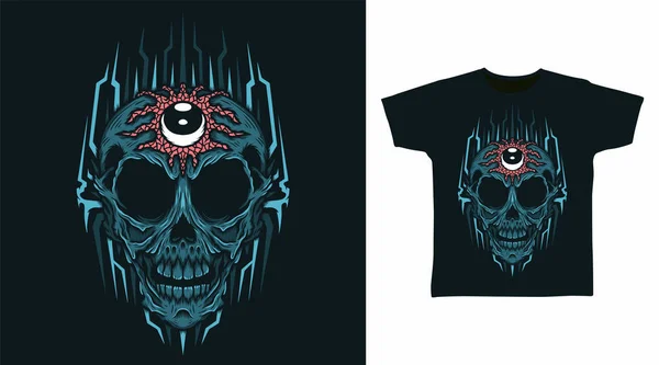 Skeleton Eye Devil Tshirt Design Concepts — Vettoriale Stock