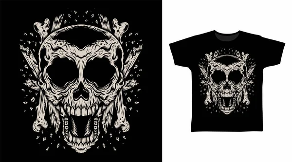 Skeleton Broken Tshirt Design Concepts — Vettoriale Stock