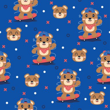 Cool Bear çizgi film vektör desen tasarımı kavramı.