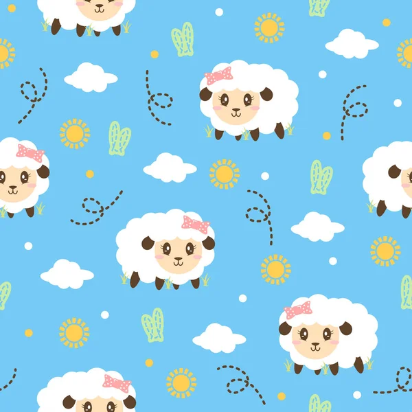 Cute sheep cartoon vector pattern design concept.