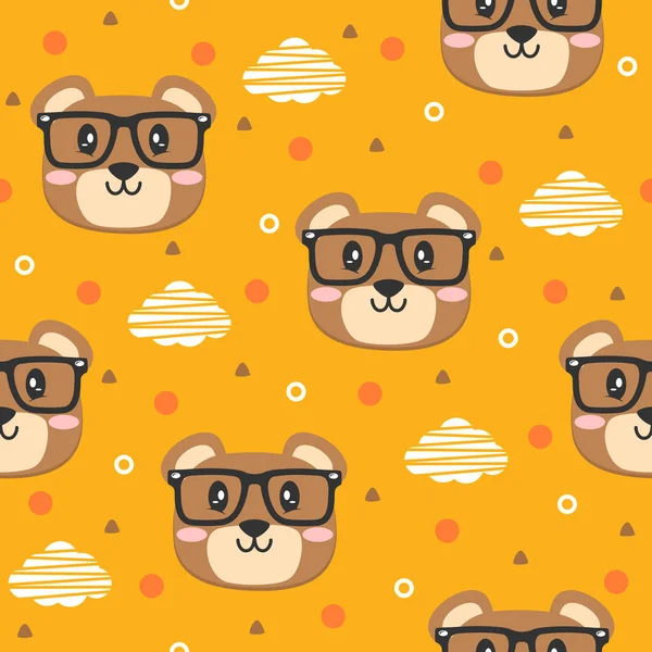 Cute bear with glasses cartoon vector pattern design concepts.