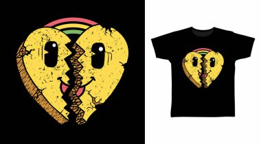 Gökkuşağı vektör illüstrasyon tasarımlı kırık kalp yüzü