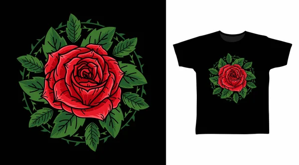 Квітка Троянди Шипом Листям Векторні Ілюстрації Дизайн — стоковий вектор