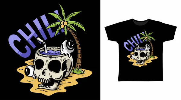 Totenkopf Chill Mit Augen Shirt Design — Stockvektor