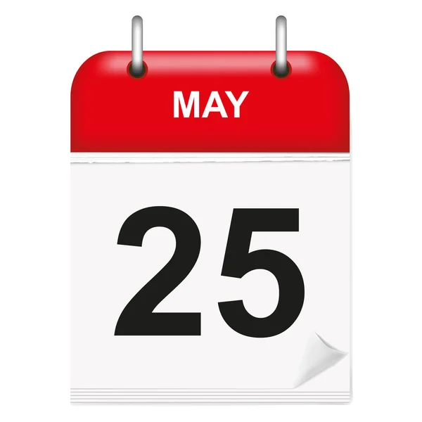 25 Mayıs. Takvim simgesi. Düz biçim. Ay ve tarih. Vektör illüstrasyonu.
