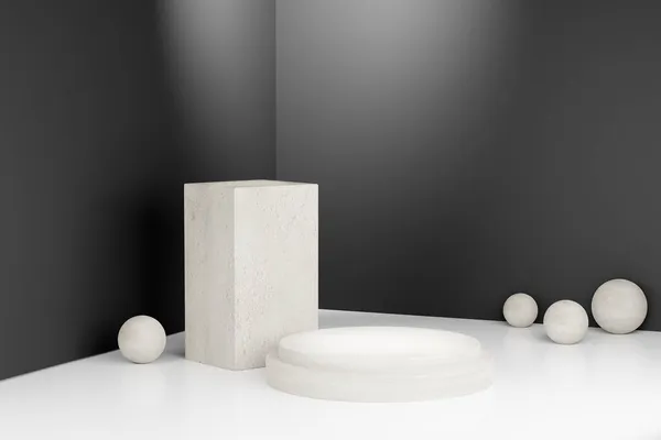 Kozmetik ürün, çimento dokusu, somut. Zarif, lüks. 3d illüstrasyon.