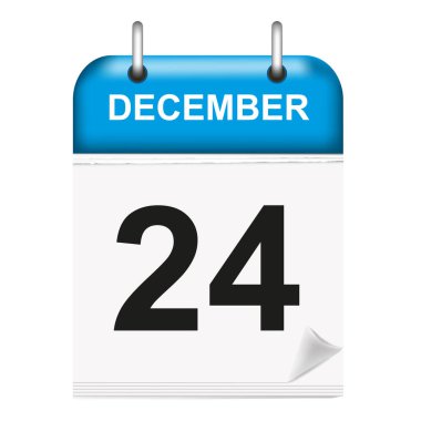 24 Aralık. Takvim simgesi. Düz biçim. Ay ve tarih. Vektör illüstrasyonu 3D.