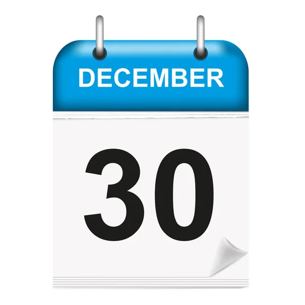 December 30Th Calendar Icon Flat Style Month Date Vector Illustration — 图库矢量图片