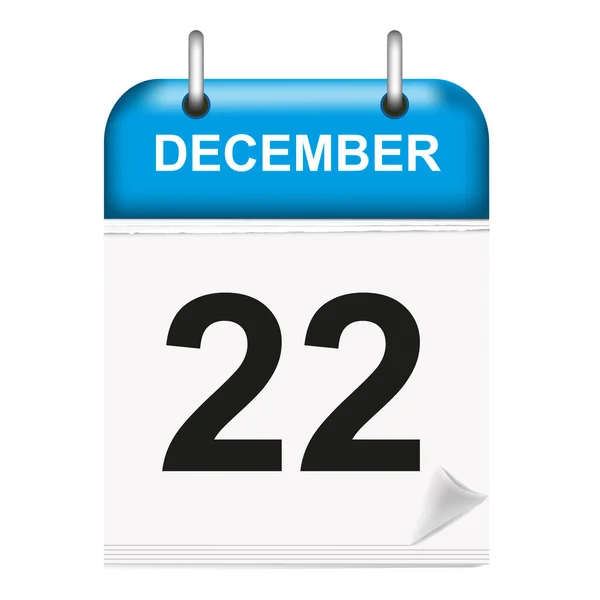 December 22Nd Calendar Icon Flat Style Month Date Vector Illustration — Stock Vector