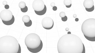 Dalgalı bir yüzeyde beyaz topların arka planı. 3 Boyutlu Hazırlama.
