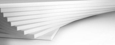 Beyaz arka plan. Bakış açısına göre düzenlenmiş soyut yapı taşları. Geometrik şekiller tasarımı. 3B görüntüleme. 