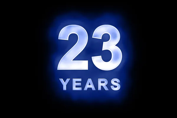 23 Years in glowing white numbers on blue — Stock Photo, Image