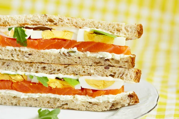 Sandwich with smoked salmon — Stock Photo, Image