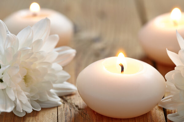 Candles and flowers