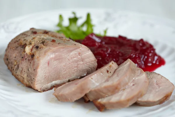 Duck breast with cranberry sauce — Stock Photo, Image