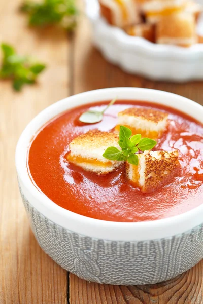 Sopa de tomate en un tazón — Foto de Stock