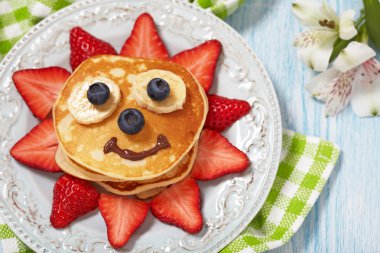 Pancakes with berries for kids clipart