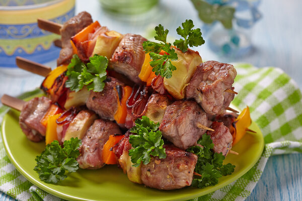 Delicious pork kebab