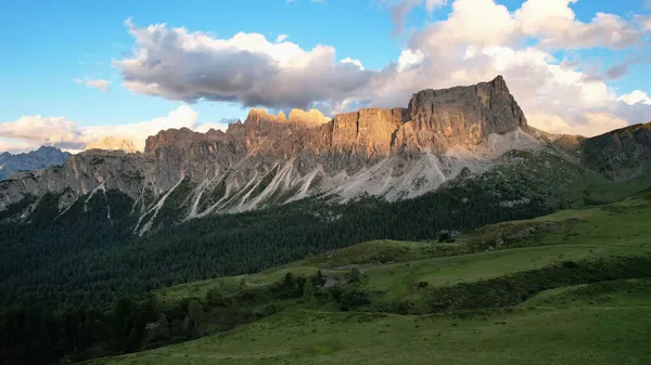 Гірські Вершини Заході Сонця Італійських Доломітах — стокове фото