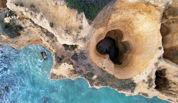 Portekiz Algarve Nin Inanılmaz Deniz Kıyıları Dünya Gezegeninin Soyut Görüntüsü — Stok fotoğraf