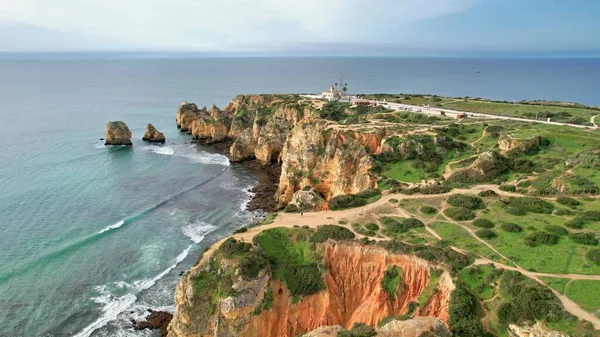 Erstaunliche Meeresküste Der Portugiesischen Algarve Abstraktes Bild Des Schönen Planeten — Stockfoto