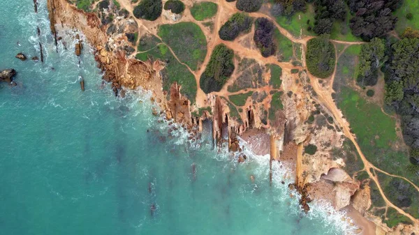 Niesamowite Morskie Wybrzeże Portugalskiego Algarve Abstrakcyjny Obraz Pięknej Planety Ziemia — Zdjęcie stockowe