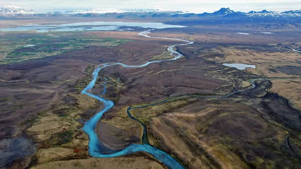 Blue river view from above abstract image landscape structure. Iceland