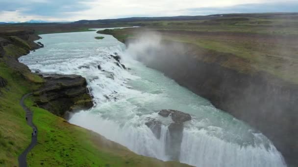 Cascadă Uimitoare Vedere Iceland Sus — Videoclip de stoc