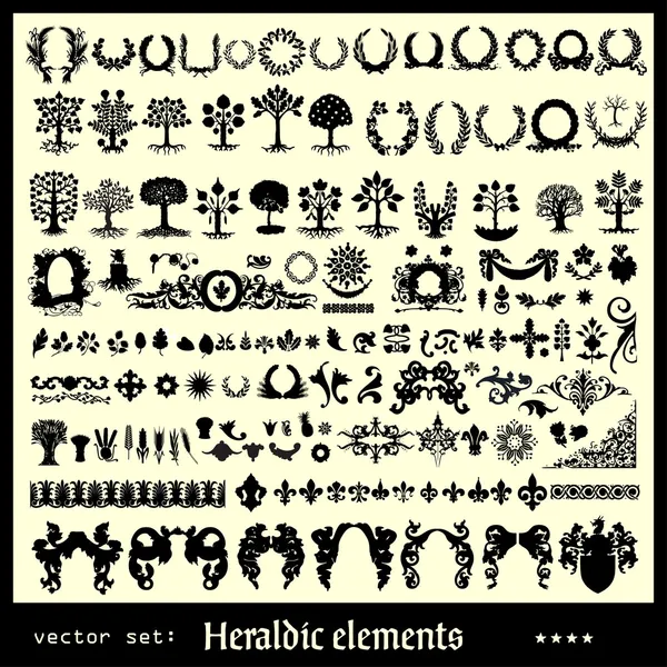 Elementos heráldicos florales — Vector de stock