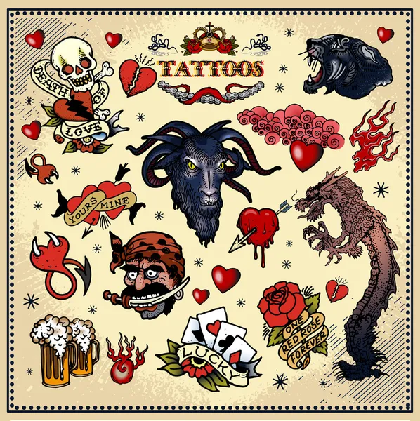 Tatoeages — Stockvector