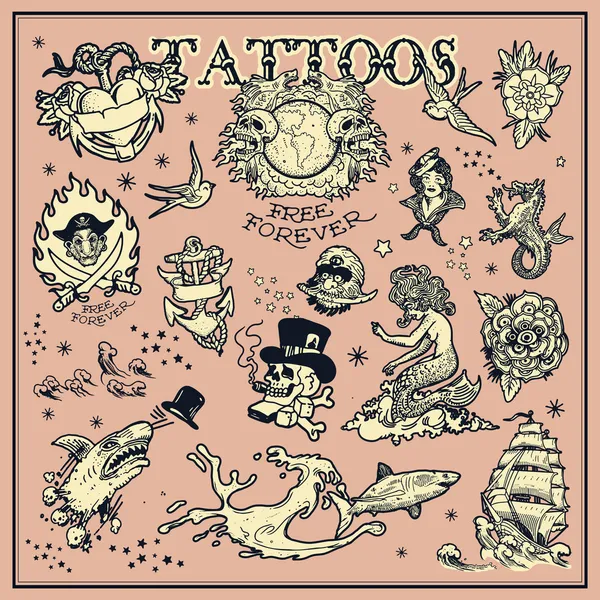 Tatoeages — Stockvector