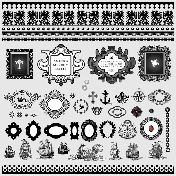 Antique map elements — Stock Vector