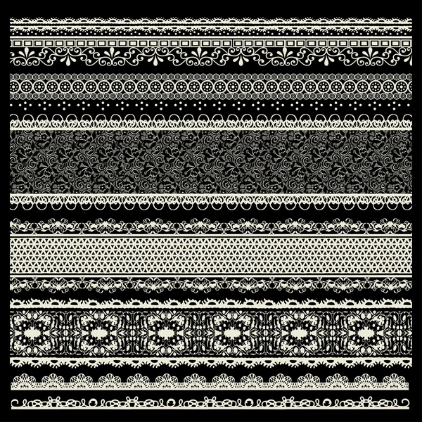 Vector set of lace trims — Stock Vector