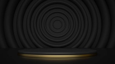 Podyum ve sahne, soyut karanlık podyum sahne şekli. Podyum sahnesinde ürün için sahne