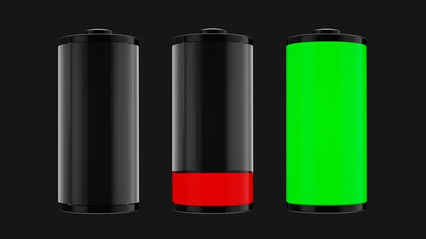 Ładuj Ikonę Czarnym Tle Bateria Jest Niska Ładowanie Postępu Renderowanie — Zdjęcie stockowe