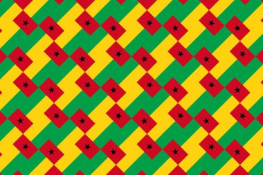 Gine-Bissau bayrağının renklerinde geometrik desen. Gine-Bissau 'nun renkleri.