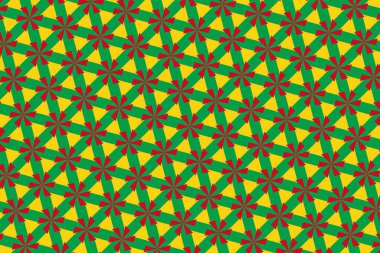 Gine-Bissau bayrağının renklerinde geometrik desen. Gine-Bissau 'nun renkleri.