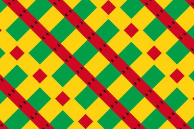 Gine-Bissau bayrağının renklerinde geometrik desen. Gine-Bissau 'nun renkleri.