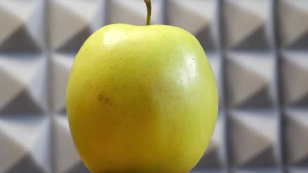 Golden Delicious 미국에서 인기있는 품종중 인노란 사과이다 하나를 클로즈업 사이드 — 비디오