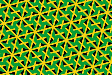 Jamaika bayrağının renklerinde geometrik desen. Jamaika 'nın renkleri.