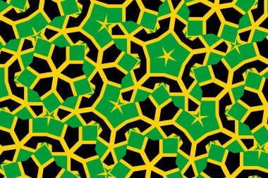 Jamaika bayrağının renklerinde geometrik desen. Jamaika 'nın renkleri.