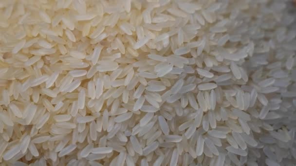 Plný Rám Pozadí Syrové Bílé Rýže Rotující Otočném Stole Pohled — Stock video