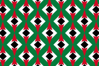 Ürdün bayrağının renklerinde geometrik desen. Ürdün 'ün renkleri.