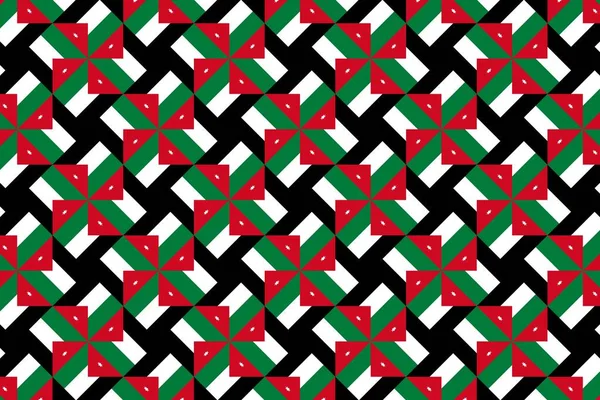 Pola Geometris Dalam Warna Bendera Nasional Yordania Warna Warna Yordania — Stok Foto