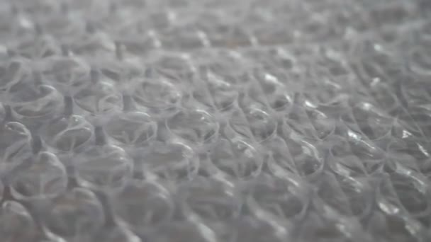 Envoltura Burbujas Cerca Envoltorio Burbujas Material Plástico Transparente Flexible Utilizado — Vídeo de stock