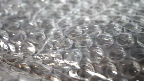 Envoltura Burbujas Cerca Envoltorio Burbujas Material Plástico Transparente Flexible Utilizado — Vídeo de stock